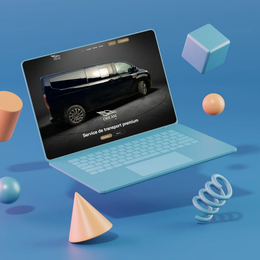 Site web Dream Travel, transport premium, réalisé par ClickEasy